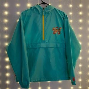 Teal Half Zipper Hooded Dutch Bros Windbreaker